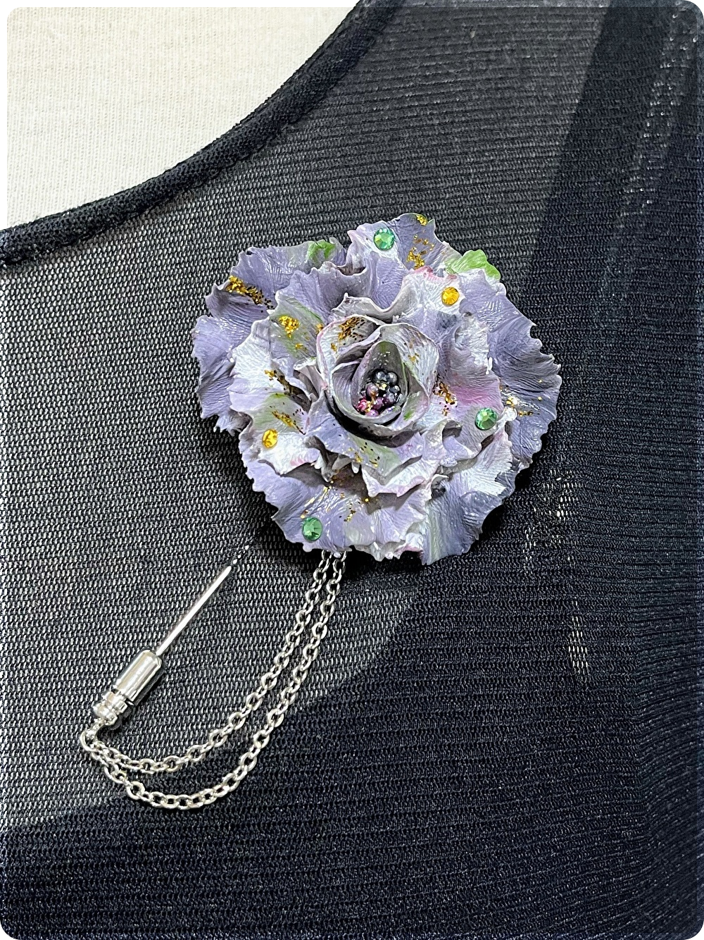 ピンブローチ(バラ紫)