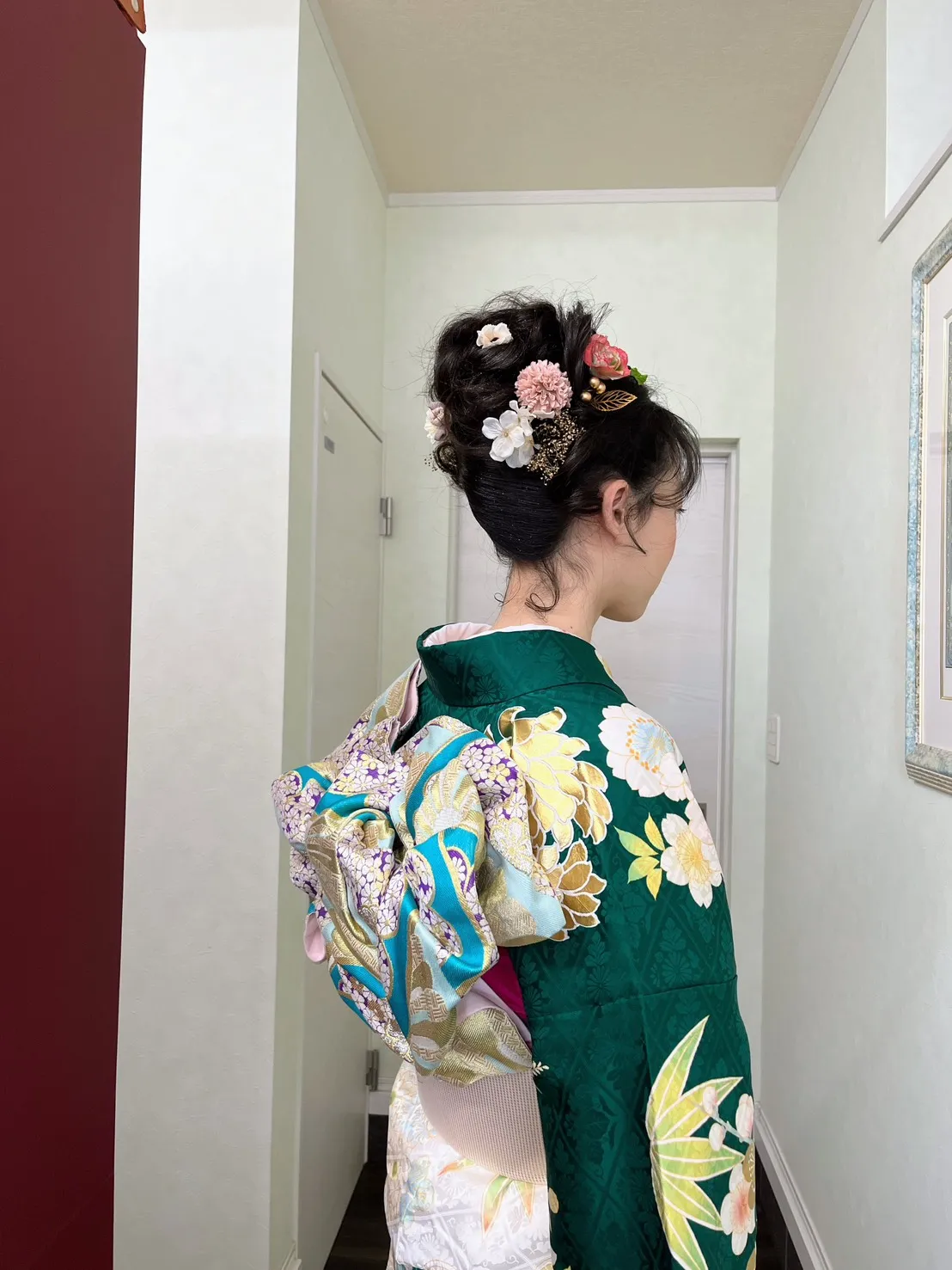 鴻巣のサロンで仕上げた振袖の着付けとヘアセット